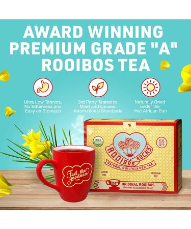 Rooibos Rocks Premium Organic Caffeine-Free Tea | 100 Tagless Teabags - Buy Online on GoSupps.com