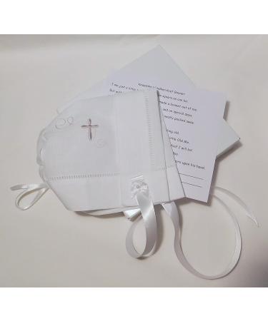 Integrity Designs Baby Linen Keepsake Cross Embroidered Handkerchief Christening/Baptism Bonnet - Gift Card Included - Buy Online on GoSupps.com