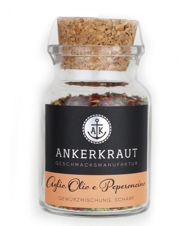 Ankerkraut Ankerkraut Aglio e Olio Peperoncino for original Italian spaghetti pasta cooking versatile for pasta mildly spiced with chili pepper cooking herbs 65g in a cork jar