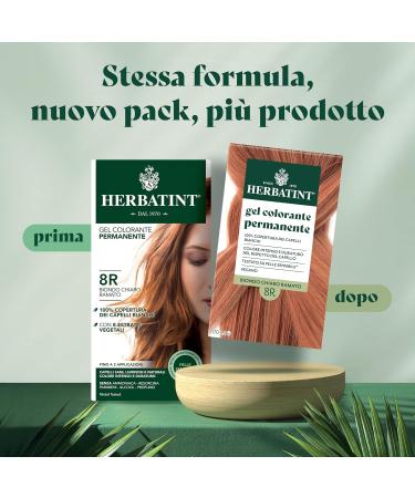 Herbatint Herbatint Permanent Hair Colour Gel 8R Light Copper Blonde - 170ml | Ammonia Free 100% White Hair Coverage | for Sensitive Skin with 8 Organic Natural Extracts - Buy Online on GoSupps.com