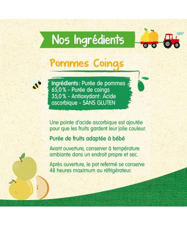 Bl dina - Small baby jars - Apples Quince - 80% French ingredients - From 4 to 6 months - 12 jars of 130g - Buy Online on GoSupps.com