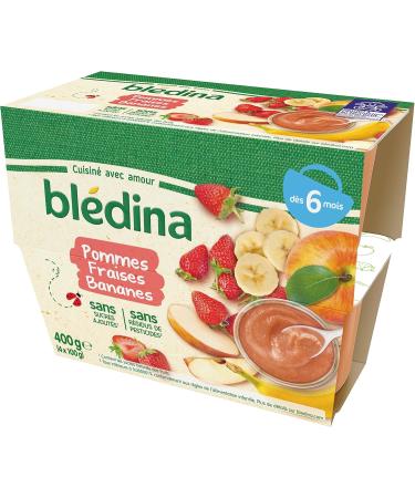 Bl dina 4 Coupelles Pommes Fraises Bananes d s 6 mois (4x100g) - Pack de 12*400g - Buy Online on GoSupps.com