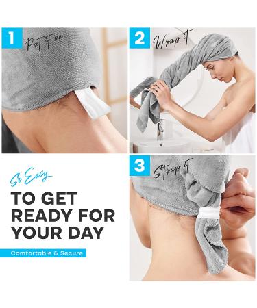 Luxe Beauty Essentials Microfiber Hair Towel - Absorbent Plush Towel for Curly, Long, Thick Hair - Superior Drying - 20x40 Luna Grey - Buy Online on GoSupps.com