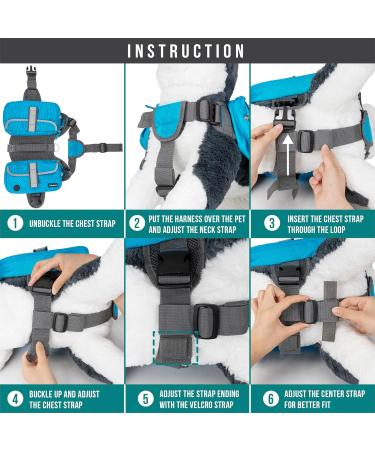 PETAMI Dog Saddle Bag - Medium & Large Dogs Reflective Hiking Pack with Dishes Pockets Safe & Comfortable Vest - Blue - Buy Online on GoSupps.com