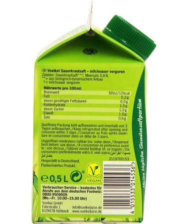 Voelkel Jus de Choucroute 500 ml - Lot de 4 - Buy Online on GoSupps.com