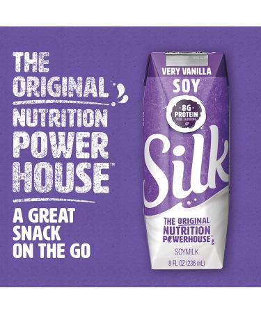 Silk Shelf-Stable Soy Milk Singles Very Vanilla 8 oz, Pack of 12 - Dairy-Free, Vegan, Non-GMO Project Verified - Buy Online on GoSupps.com