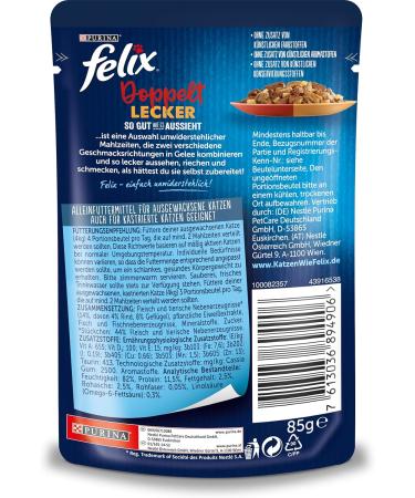 Felix Katznass Premium Cat Food - Beef & Poultry in Jelly - 24 x 85g Pack | International Shipping - Buy Online on GoSupps.com
