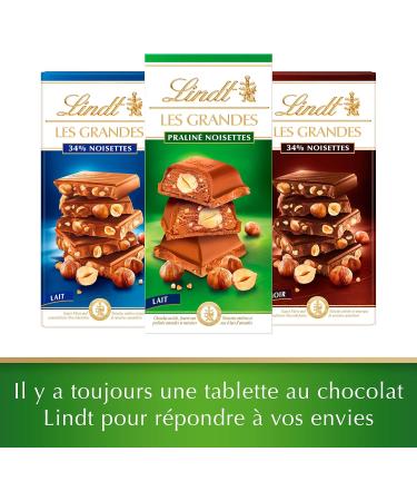Lindt - LES GRANDES Hazelnut Praline Tablet - Milk Chocolate - 225g - Buy Online on GoSupps.com