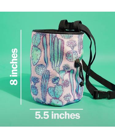 HUECO Chalk Bag with Belt and Zipper Smartphone Pocket for Rock Climbing, Bouldering, Gym, Fitness - Cactus Design - Buy Online on GoSupps.com