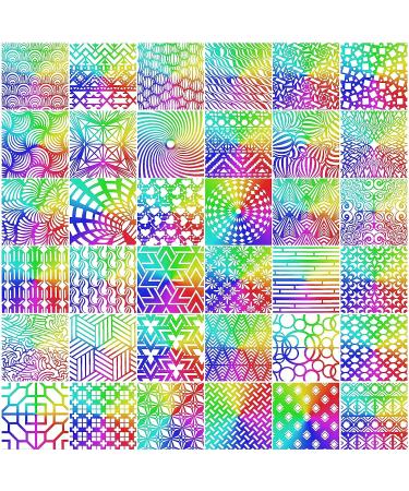 Geometric Stencils Set - 36 Pieces Mandala Art Drawing Templates for Scrapbooking and DIY Art Supplies (7.87 x 7.87 Inches) - Buy Online on GoSupps.com