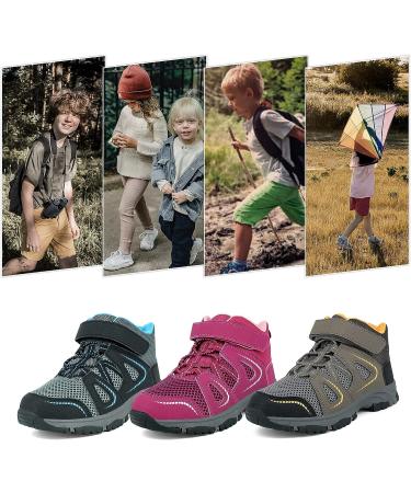 YESKIS Kids Trail Running Shoes | Slip Resistant Hiking Boots for Boys and Girls | Comfortable Sneakers for Little Big Kids | Brown Kids Hiking Shoes - Size 2 - Buy Online on GoSupps.com
