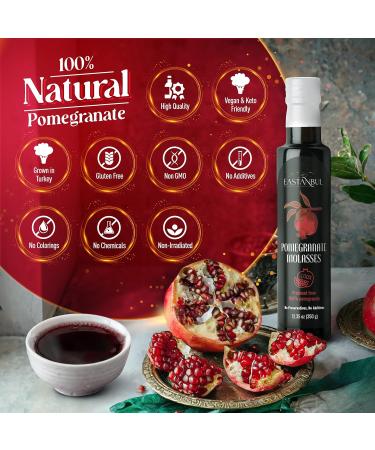 Eastanbul Pomegranate Molasses, No Added Sugar Pomegranate Syrup, Nar Eksisi Sweet and Sour Sauce, Natural Pomegranate Concentrate, Pomegranate Sauce, Vegan Pomegranate Paste, Salad Dressing , 12.35oz - Buy Online on GoSupps.com