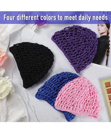 Geyoga 6-Piece Mesh Crochet Hair Net Snood Set for Women - Sleeping Hair Cover in Black, Blue, Pink, Purple, Gray, Khaki - Buy Online on GoSupps.com