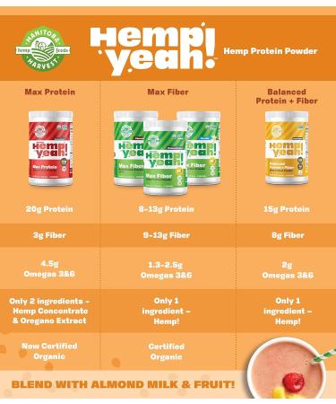 Manitoba Harvest Hemp Organic Max Protein Powder Unsweetened 454g with 20g protein and 4.5g Omegas 3/6 per Serving - Buy Online on GoSupps.com