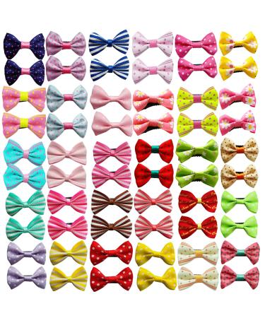 YCYIKA 60pcs Clip in Dog Bows Puppy Dog Hair Bows Small Bowknot Handmade Pet Hair Accessories Pet Grooming for Xmas Party Many Colors 1