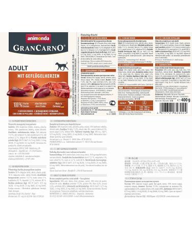 Animonda GranCarno Adult Wet Dog Food with Poultry Hearts - 6 x 400g | Premium International Shipping - Buy Online on GoSupps.com