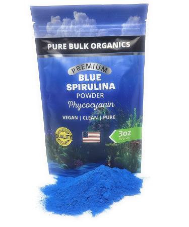 Pure Bulk Organics Blue Spirulina Powder Large 3 oz. Phycocyanin Food Coloring a Powerful Protein Antioxidant Superfood Supplement Tastes Great Makes Color Baking Fun + Immunity Support (3 oz.) 3 Ounce (Pack of 1)