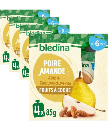 Bl dina - Fruit and Almond Purees Gourds - 16 gourds Pear Almond - For babies from 6 months - Pack of 16 bottles of 85g - Buy Online on GoSupps.com