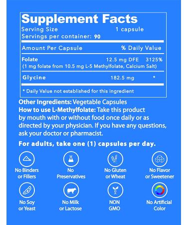 Life Strength L-Methylfolate 7.5 MG - 5-MTHF Supplement for Mood & Immune Support - Non-GMO & Gluten-Free - 90 Capsules - Buy Online on GoSupps.com