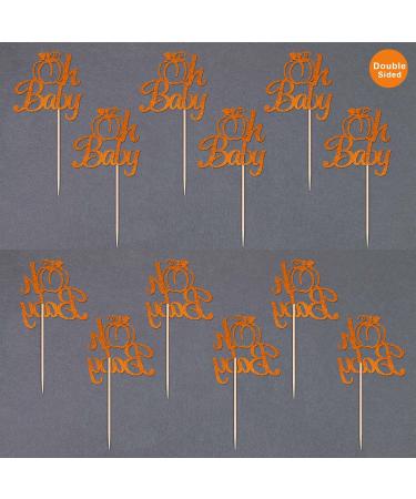 Gexolenu 24 PCS Pumpkin Oh Baby Cupcake Toppers Double-sided Pink Glitter Pumpkin Cupcake Picks For Fall Theme Baby Shower Birthday Thanksgiving Halloween Party Cake Decorations Supplies Pattern 11 - Buy Online on GoSupps.com