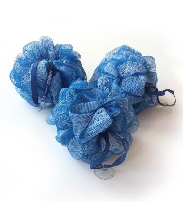 1541 London Exfoliating Bath & Shower Body Puff/Scrunchie/Buffer (Midnight Blue) 3 pack