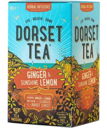 Dorset Tea Ginger & Sunshine Lemon Herbal Infusion - 80 Tea Bags, Caffeine Free - Buy Online on GoSupps.com