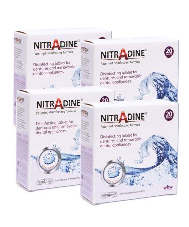 Nitradine Tablets x 4 Boxes (80 Tablets) Cleaning & Disinfecting Ortho & Denture