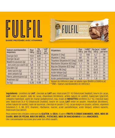 FULFIL - Protein Bar with Vitamins - Chocolate & Hazelnut flavor - Functional and gourmet bar - Easy to take with you - 15 b - Buy Online on GoSupps.com
