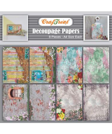 CrafTreat Decoupage Paper for Crafts and Furniture - Vintage Window and Gate - Size: A4 (8.3 x 11.7 Inch) 8 Pcs - Furniture Decoupage Paper with Garden - Decoupage Papers for Wood and Scrapbooking
