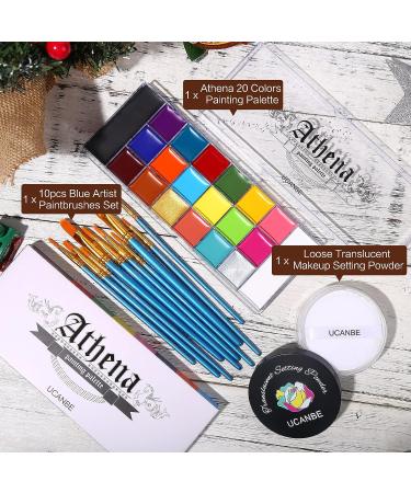 UCANBE Athena Face Body Paint Oil Palette + Translucent Setting Powder + 10PCS Brushes Set - Professional Non Toxic Face Painting Kit for Halloween SFX Cosplay Makeup - Buy Online on GoSupps.com