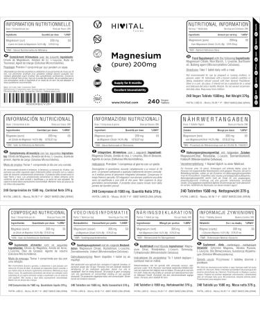 Pure Magnesium 200mg obtained from Magnesium Citrate. 240 vegan tablets 8 months of treatment. Improves muscle function and nervous system reduces fatigue and cramps - Buy Online on GoSupps.com
