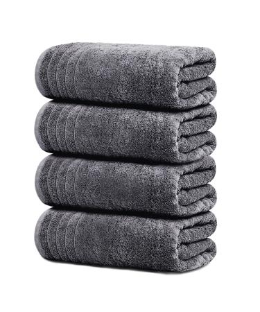 Tens Towels Large Bath Towels, 100% Cotton Towels, 30 x 60 Inches, Extra Large Bath Towels, Lighter Weight & Super Absorbent, Quick Dry, Perfect Bathroom Towels for Daily Use 4PK BATH TOWELS SET Dark Grey