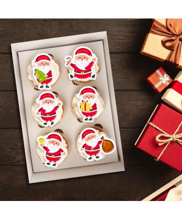 PRECUT Christmas Santa Cupcake Toppers Edible Santa Cake Decorations Christmas Decorations Santa Cake Topper (12) - Buy Online on GoSupps.com