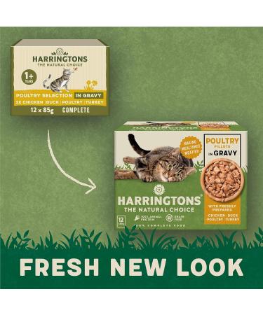 Harringtons Complete Wet Pouch Grain Free Hypoallergenic Adult Cat Food Poultry in Gravy Pack 72x85g - Chicken Duck Poultry & Turkey - Making Mealtimes Meatier - Buy Online on GoSupps.com