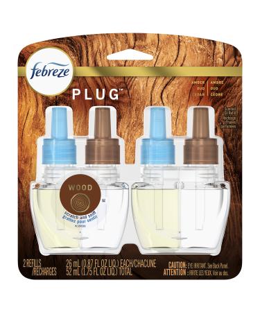 Febreze Plug in Air Fresheners, Wood, Odor Eliminator for Strong Odors, Scented Oil Refill (2 Count)