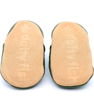 Dotty Fish Soft Leather Baby Shoes for Boys | Animal Designs | Non Slip Toddler Shoes | 0-6 months to 4-5 Years | Green & Cream Bear Design - Buy Online on GoSupps.com