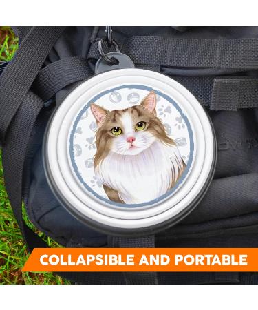 Norwegian Forest Cat Portable Drinking Bowl - Foldable Pet Bowl with Carabiners for Travel | Unique & Handy Design - Buy Online on GoSupps.com