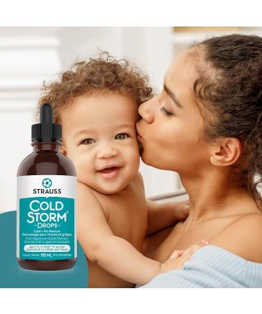 Strauss Naturals Coldstorm Drops Immune & Respiratory Systems Support Supplements with Arctic Cherry Flavor Natural Formula Gluten-Free Soy-Free and Non-GMO 100 ml - Buy Online on GoSupps.com