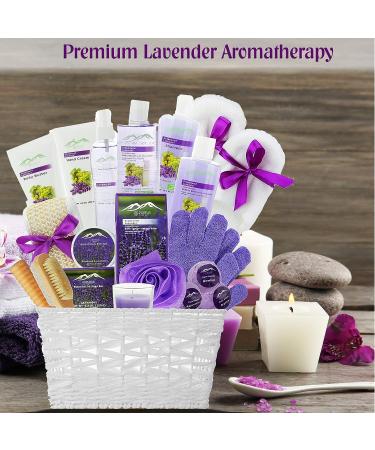 Deluxe XL Spa Gift Basket with Essential Oils - 20 Piece Luxury Bath & Body Set for Her - Natural Organic Holiday Gift (Grapeseed & Lavender) - Buy Online on GoSupps.com