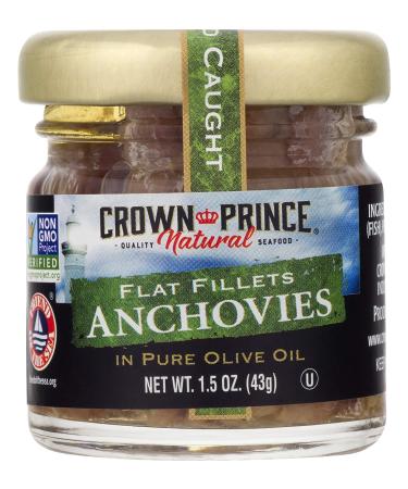 Crown Prince Natural Anchovies in Olive Oil - 1.5 oz (43 g) | Premium Flat Fillets - Buy Online on GoSupps.com