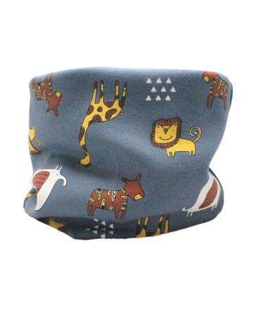 Kids Boys Girls Cotton Multi Use Neck Warmer Scarf Hat Bandana Zoo - Blue Green (Thicker Cotton)