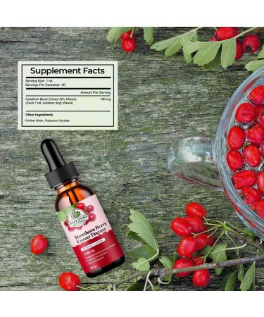 Amazing Botanicals Hawthorn Berry Extract Tincture - 100mg per Serving - Organic Immune Support & Wellness Supplement | 30ml/1oz - Buy Online on GoSupps.com