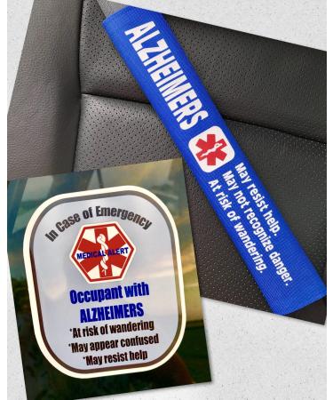 Alzheimers Medical Alert Belt Cover and Window Decal Set (Royal Blue)