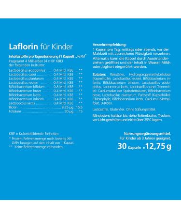 Laflorin for Children - 9 Natural Active Intestinal Bacteria with Biotin & Folic Acid for Healthy Gut Flora - Buy Online on GoSupps.com