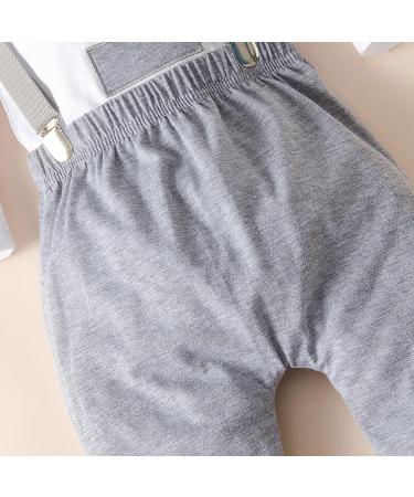 Haokaini Baby Boy First Birthday Grey Bow Tie Romper Bodysuit | Cake Smash Outfit | 3-9 Months - Buy Online on GoSupps.com