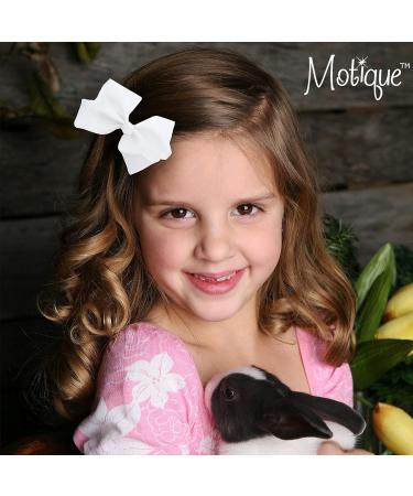 3 Inch Grosgrain Bow Set for Little Girls - White and Black (Pack of 6) - Buy Online on GoSupps.com