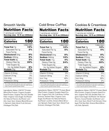 Plant-Based Protein Shake: 20g Vegan Protein, Organic Pumpkin Seed Flax Pea Blend, Prebiotic Supplement, Superfood Greens All-in-One Nutrition - Vanilla Variety Pack (12 Pack) - Buy Online on GoSupps.com