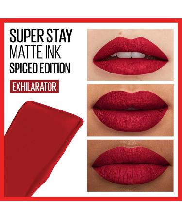 Maybelline New York Super Stay Matte Ink Liquid Lipstick, Long Lasting High  Impact Color, Up to 16H Wear, Exhilarator, Ruby Red, 0.17 fl.oz 340  EXHILARATOR