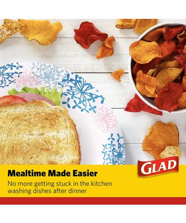 50 Count Pink Hydrangea Glad Round Disposable Paper Plates - 8.5 Inch Diameter Heavy Duty Plates for All Occasions - Buy Online on GoSupps.com