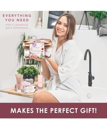 Luxurious Bath and Body Gift Basket for Women - Cherry Blossom Spa Set with Body Lotion Shower Gel Bath Bomb & More - Buy Online on GoSupps.com